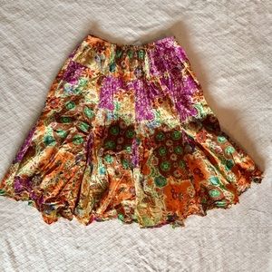 Cotton crinkle midi skirt